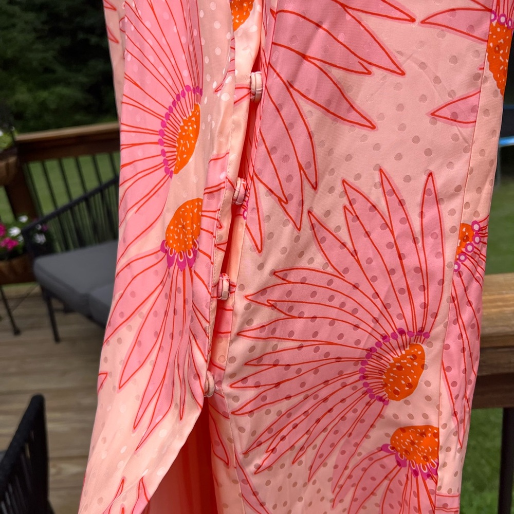 kate spade Peach and Coral Floral Wrap Midi Dress - Picture 6 of 10